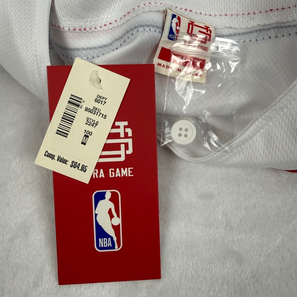 NBA Ultra Game Mens All Over Team Logo Baseball Jersey White Medium New $85 - Picture 5 of 9